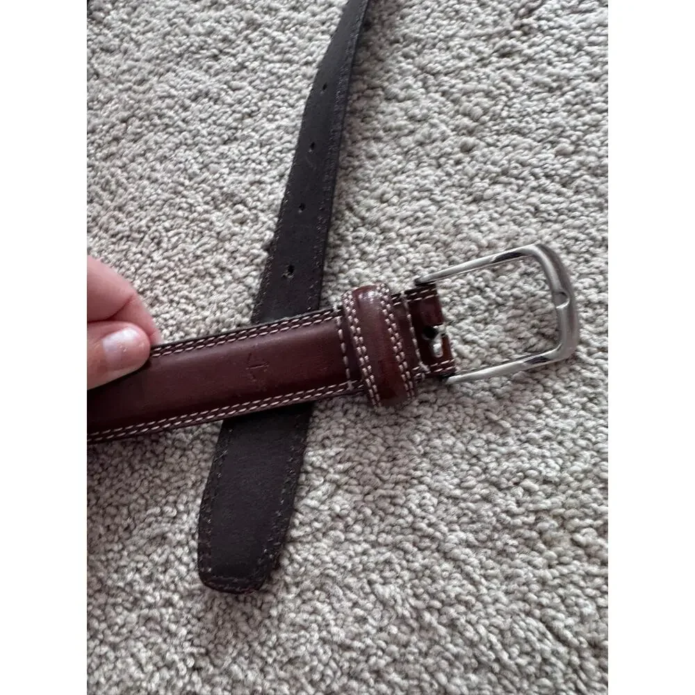 Dockers Brown Leather Belt Men's Waist Size 36 w/ Silver Hardware